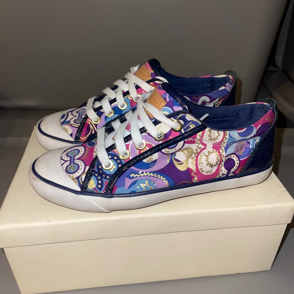 Coach "Barrett" Canvas/ Patent Leather Sneakers
